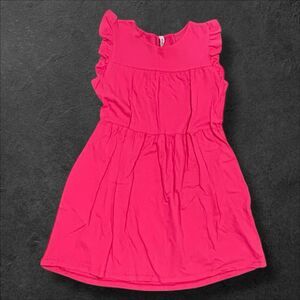 Vintage 90s 2 Hearts Girls Dress Pink Ruffle Sleeve Cotton USA Made Size 10/12